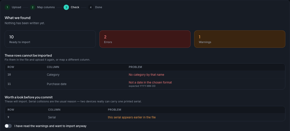 Import check, sample data.